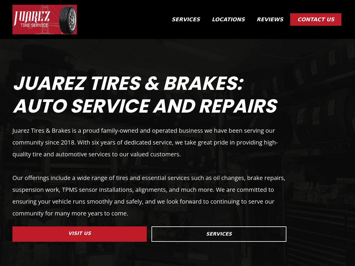 Juarez Tires and Brakes website thumbnail